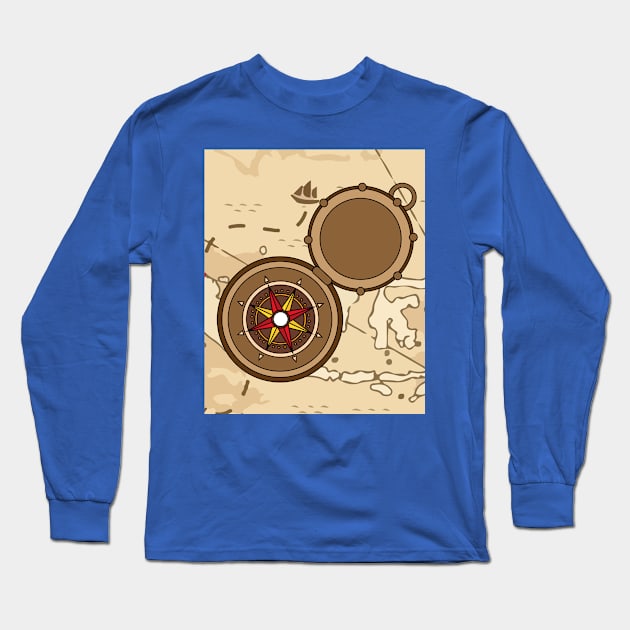 Old Retro Compass Signpost Viking Long Sleeve T-Shirt by flofin